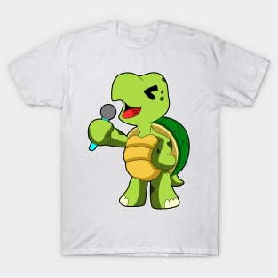 Turtle at Singing with Microphone T-Shirt